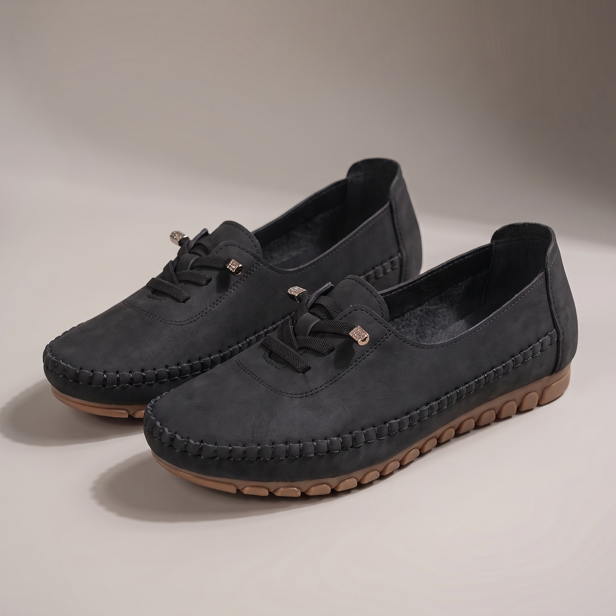 Flexible Comfort Moccasins - Black