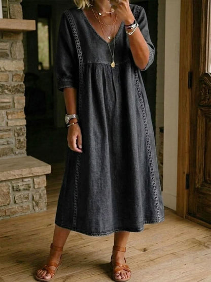 Flora Casual Lace Dress - Black