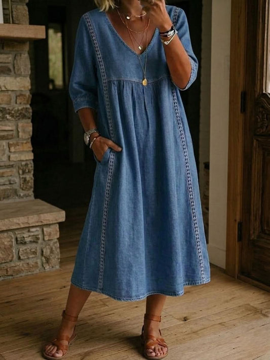 Flora Casual Lace Dress - Blue