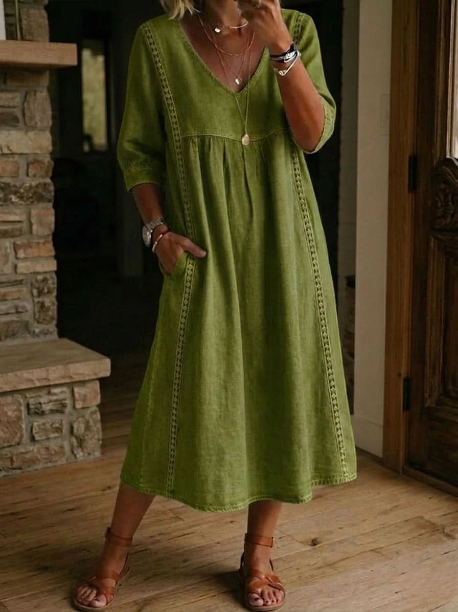 Flora Casual Lace Dress - Green