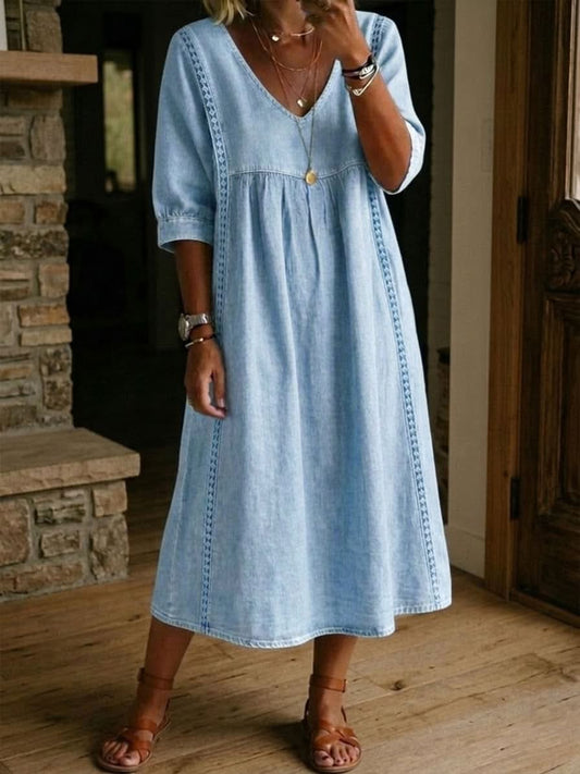 Flora Casual Lace Dress - Light Blue