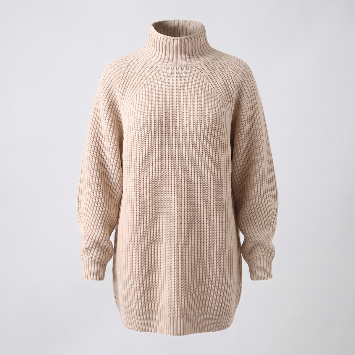 Floriana Cosy Roll-Neck Dress - Beige