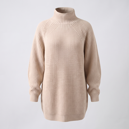 Floriana Cosy Roll-Neck Dress - Beige