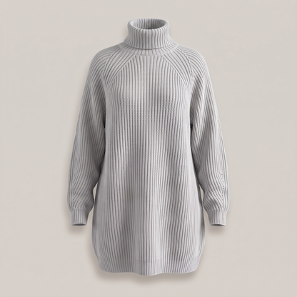 Floriana Cosy Roll-Neck Dress - Grey