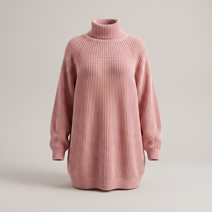Floriana Cosy Roll-Neck Dress - Pink