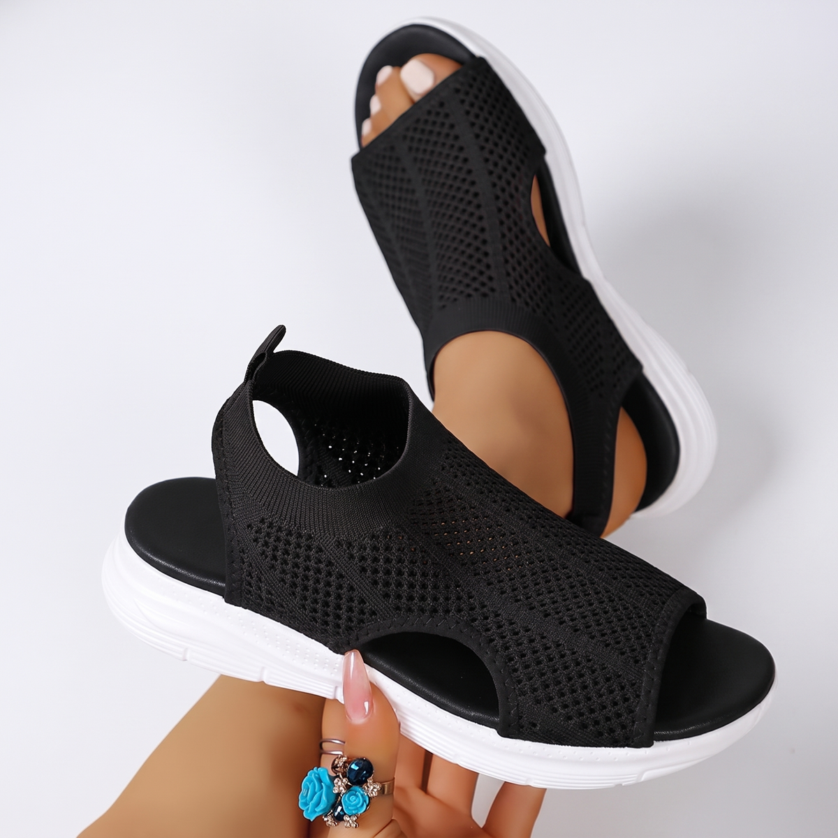 Winsterley Lightweight Open-Toe Sandals - Black