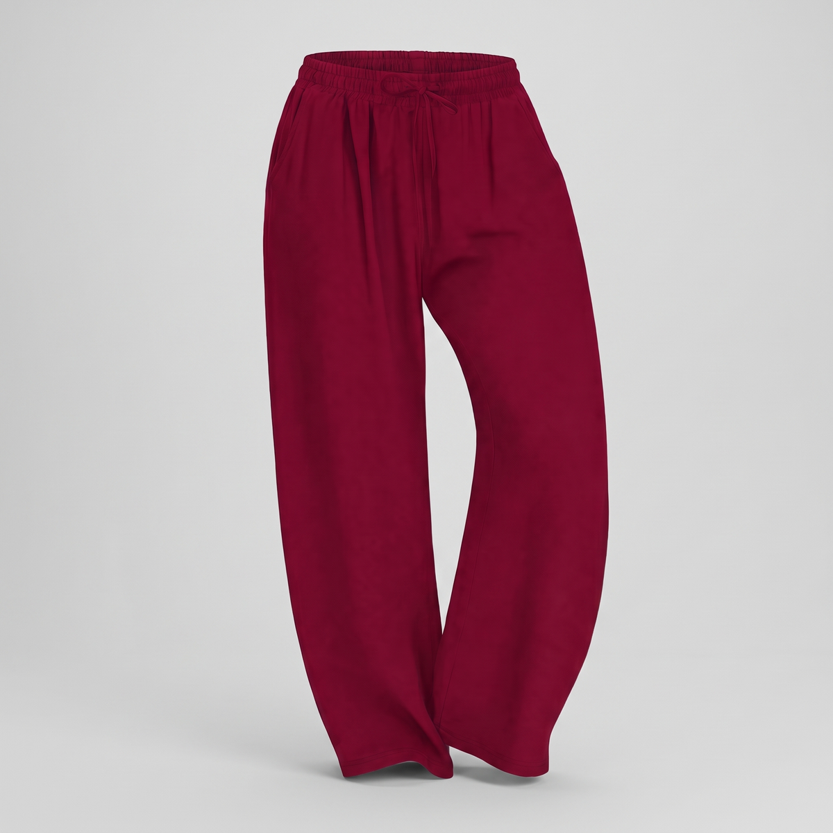 Freya High-Waist Wide-Leg Trousers - Wine Red
