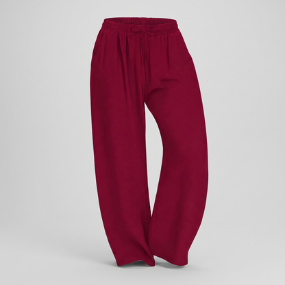 Freya High-Waist Wide-Leg Trousers - Wine Red
