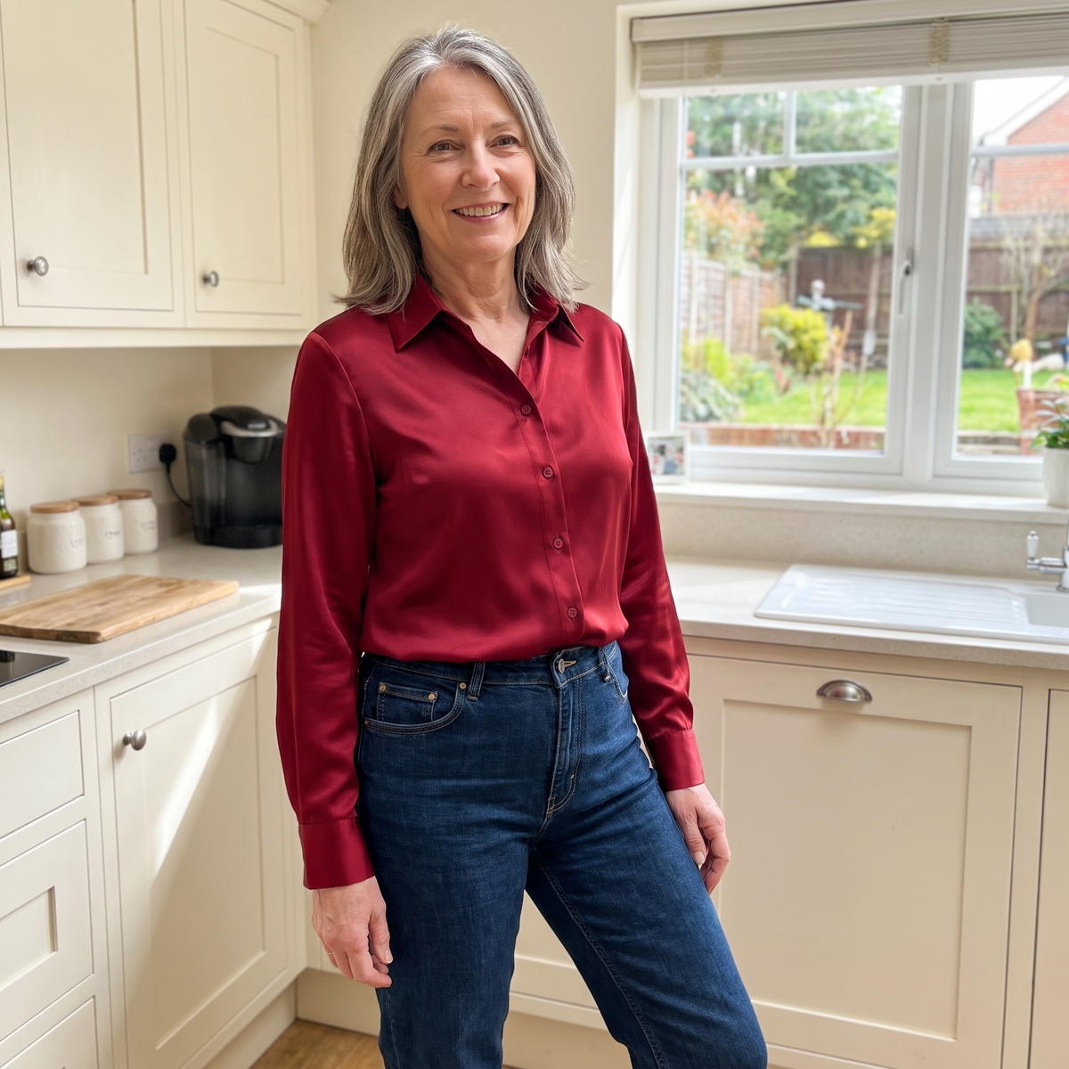 Genevieve Elegant Button Blouse