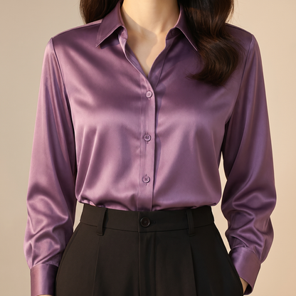 Genevieve Elegant Button Blouse - Lavender