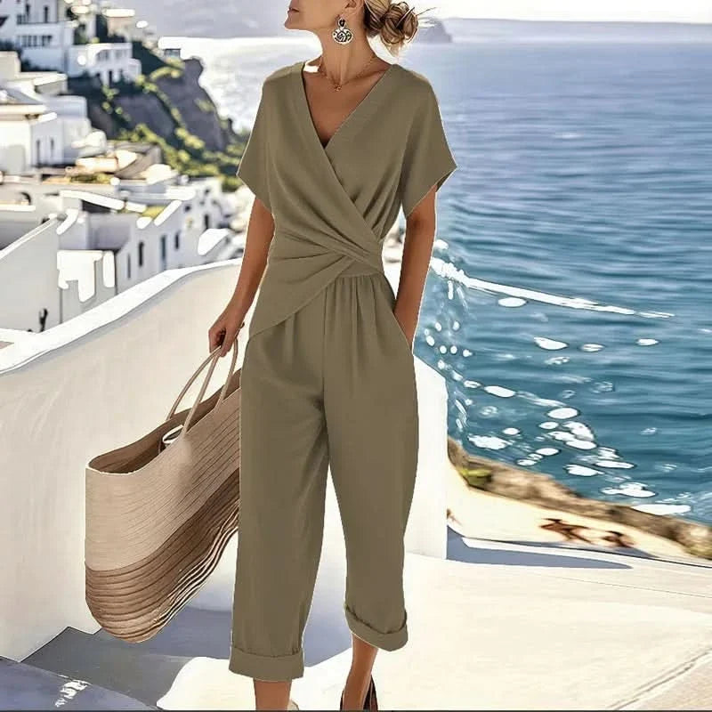 Genevieve Elegant Two-Piece Set - Khaki