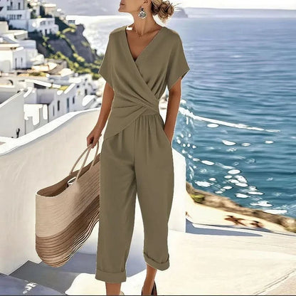 Genevieve Elegant Two-Piece Set - Khaki