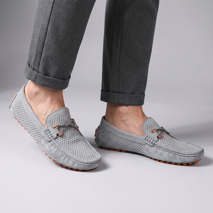 Gianni Perforated Leather-Look Loafers