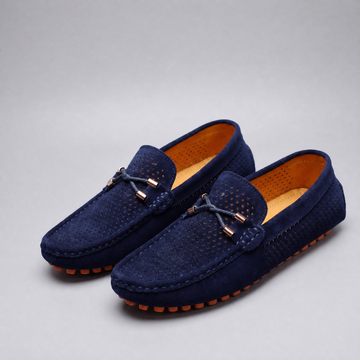 Gianni Perforated Leather-Look Loafers - Blue