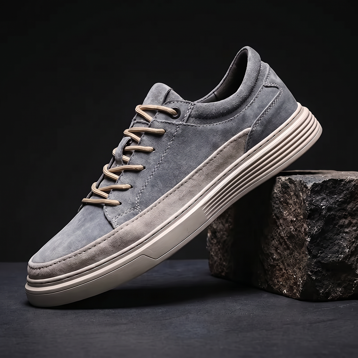 Glenmore Soft Suede-Look Trainers - Grey