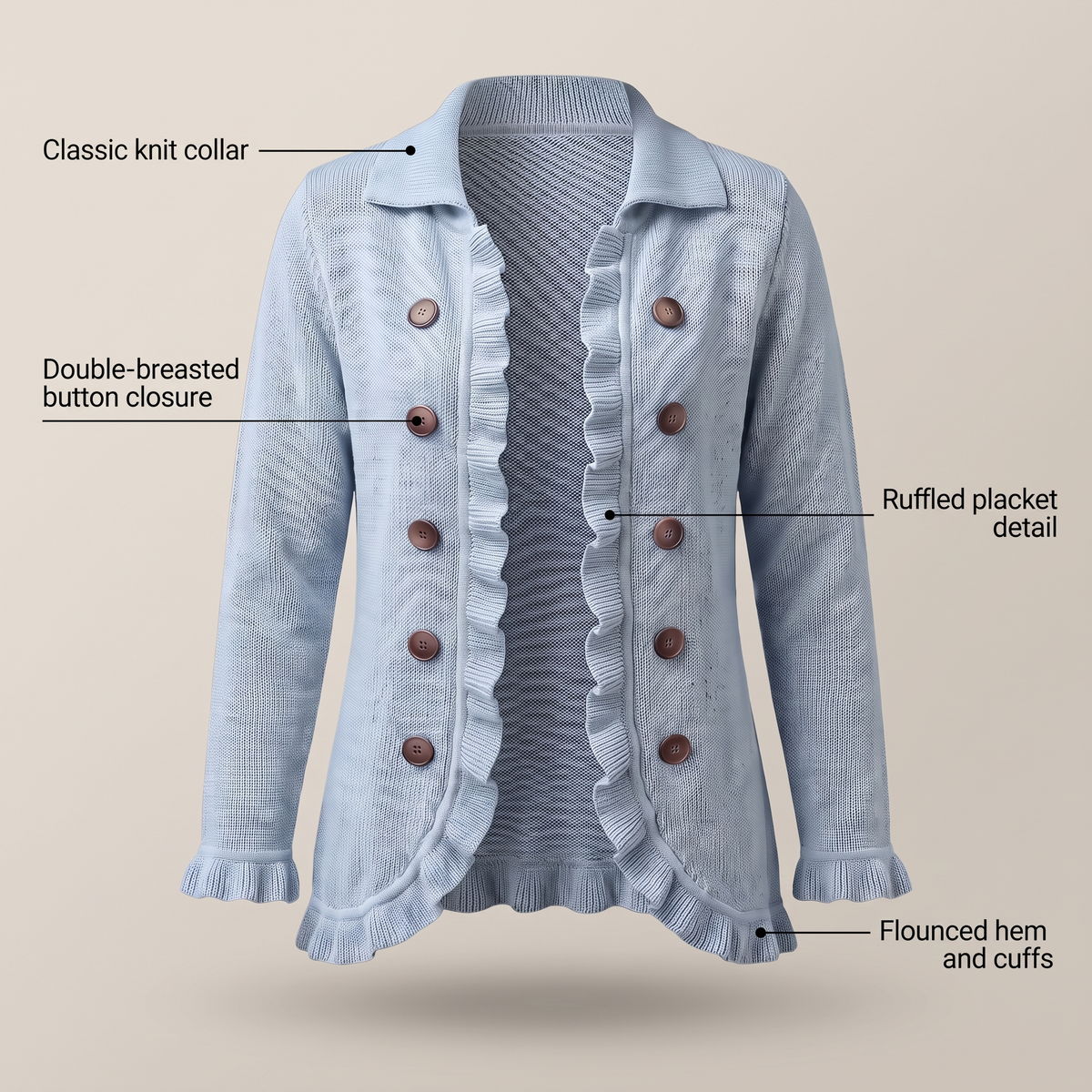 Graceful Ruffle Detail Cardigan