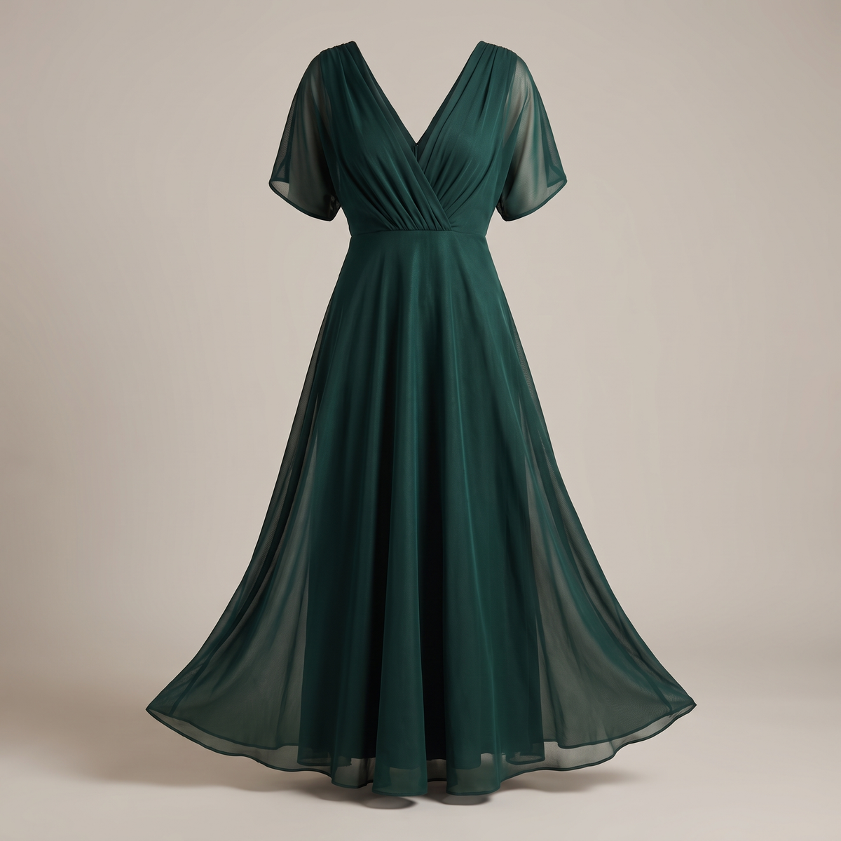 Graceful V-Neck Party Dress - Green