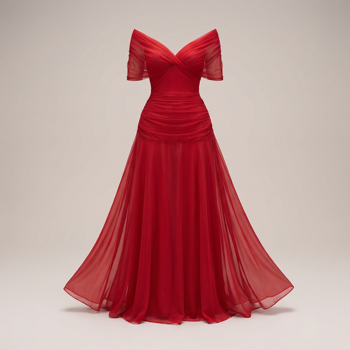 Graceful V-Neck Party Dress - Red