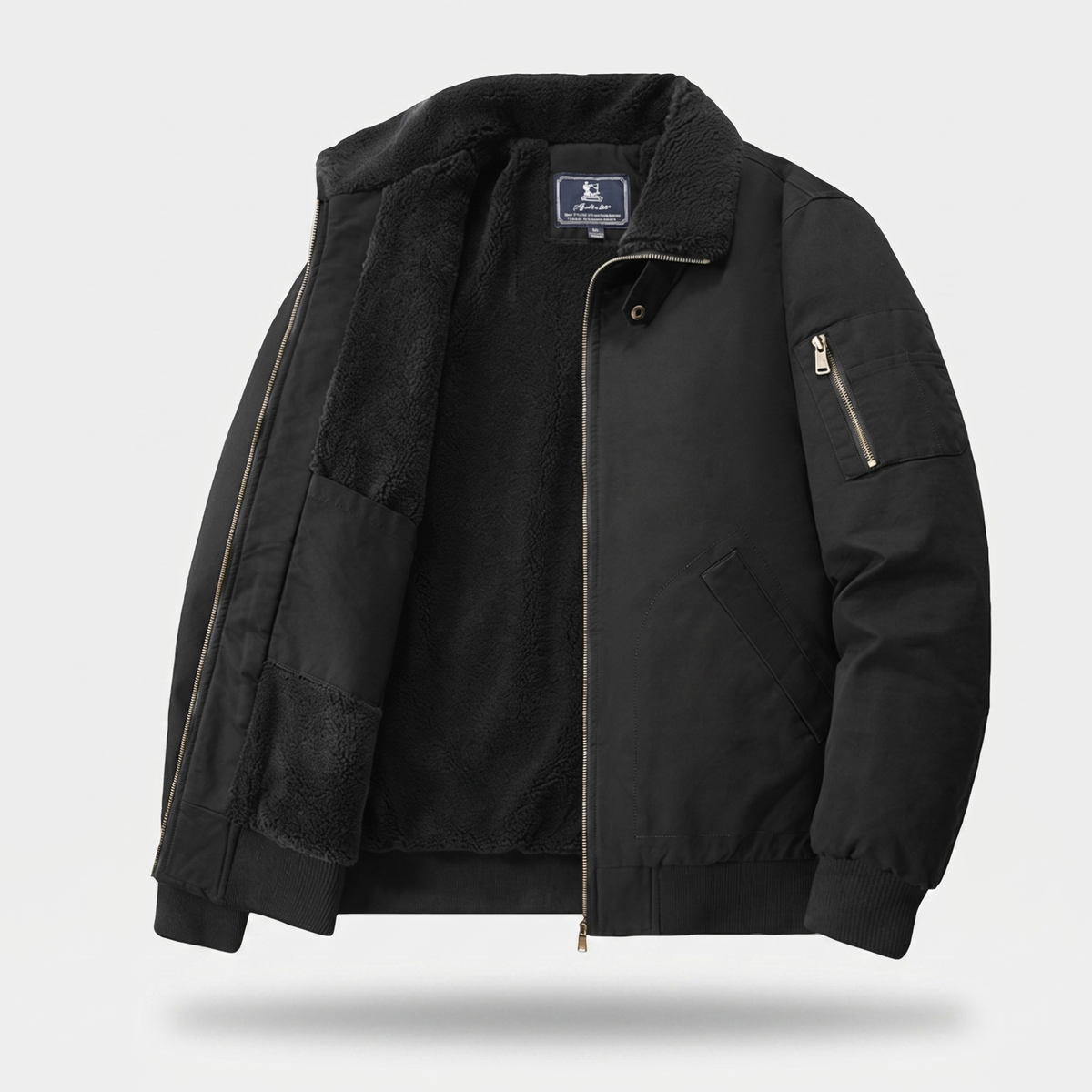 Graham Fleece Bomber Jacket - Black