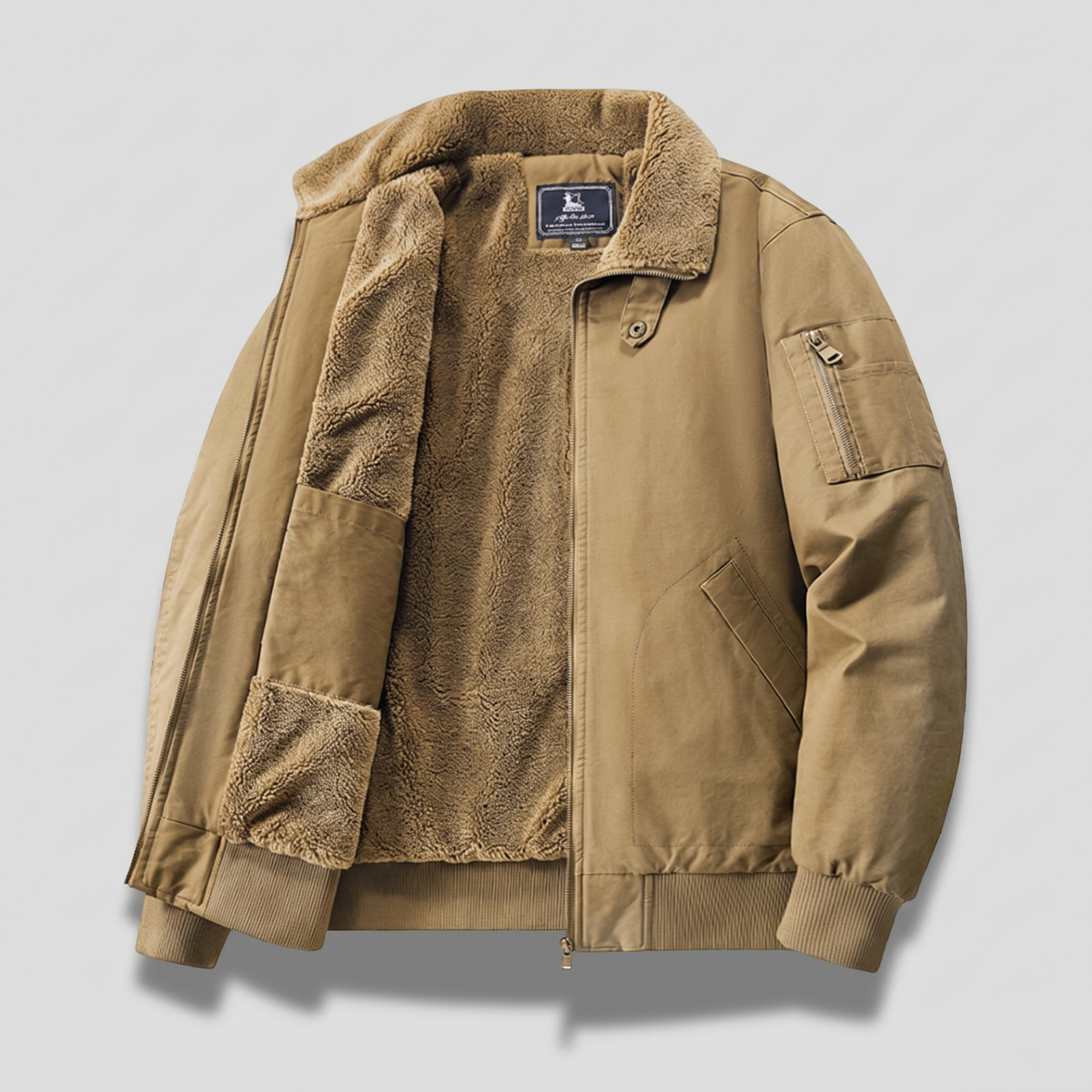 Graham Fleece Bomber Jacket - Khaki
