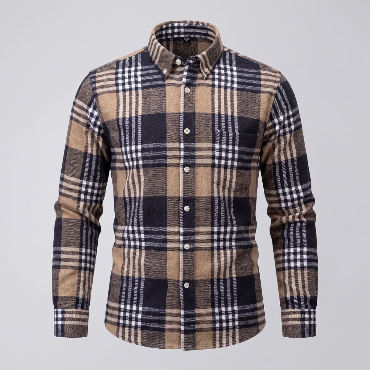 Grayson Cotton Flannel Shirt - Brown