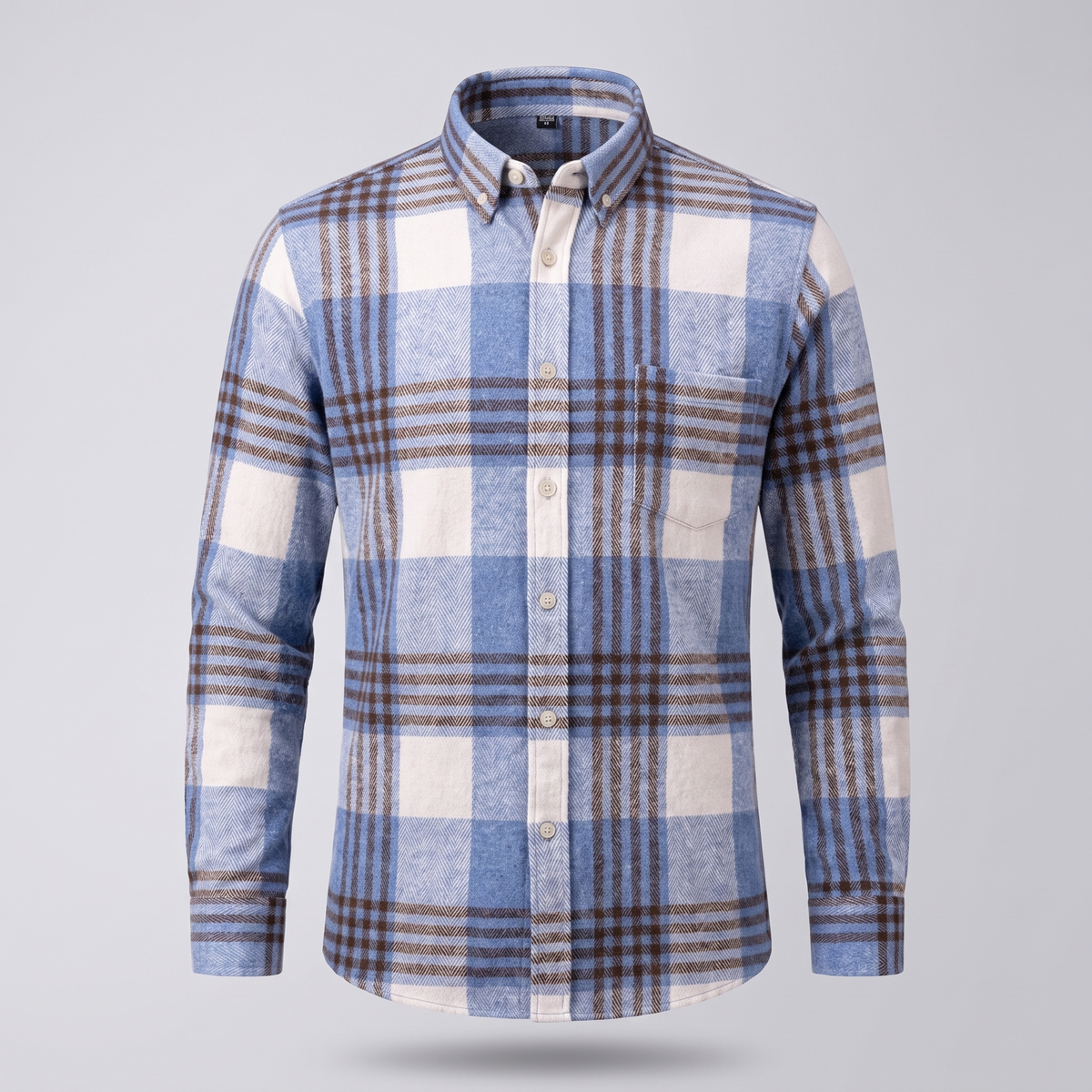 Grayson Cotton Flannel Shirt - Light Blue