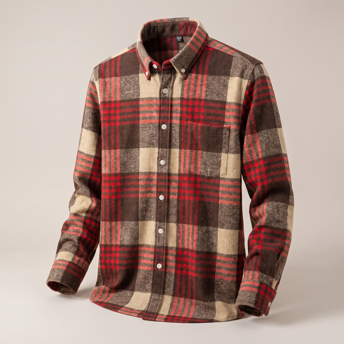 Grayson Cotton Flannel Shirt - Red