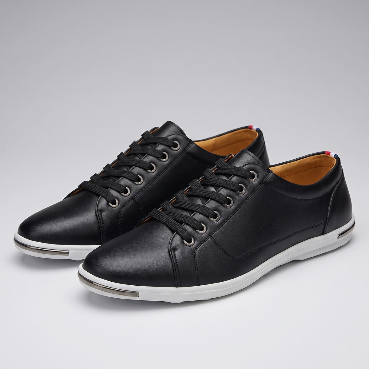 Grayson Leather-Look Sneakers - Black