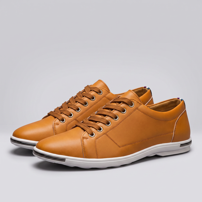 Grayson Leather-Look Sneakers - Brown