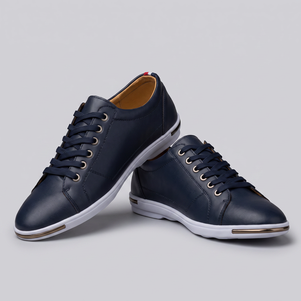 Grayson Leather-Look Sneakers - Navy