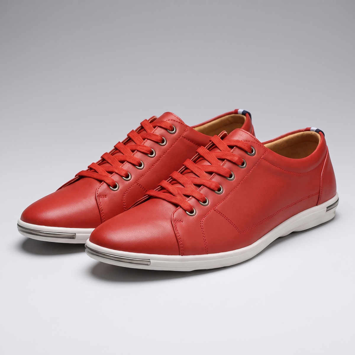 Grayson Leather-Look Sneakers - Red