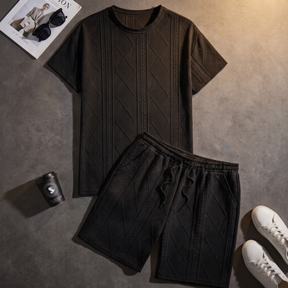 Haldmere Textured Knit Lounge Set - Black