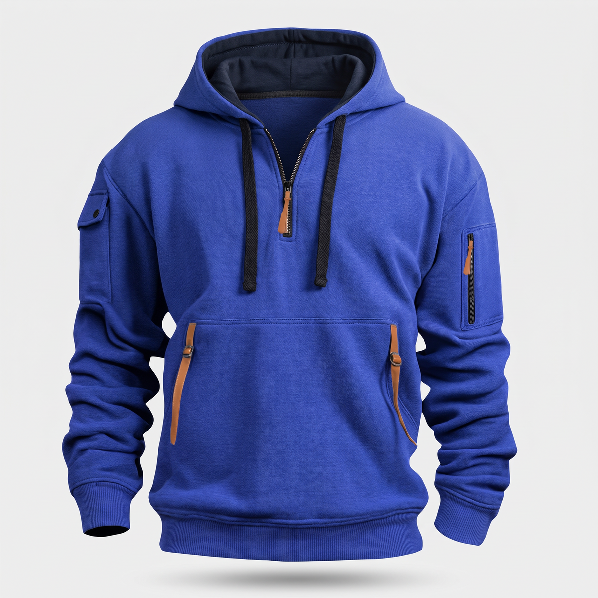 Half Zip Utility Hoodie - Blue
