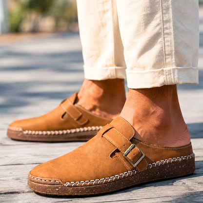 Harbrook Premium Leather-Look Mules - Brown