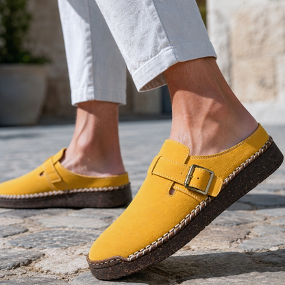 Harbrook Premium Leather-Look Mules - Yellow