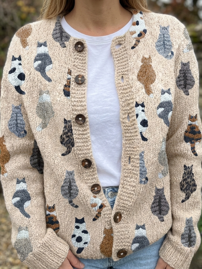 Harper Whisker Knit Cardigan - Beige