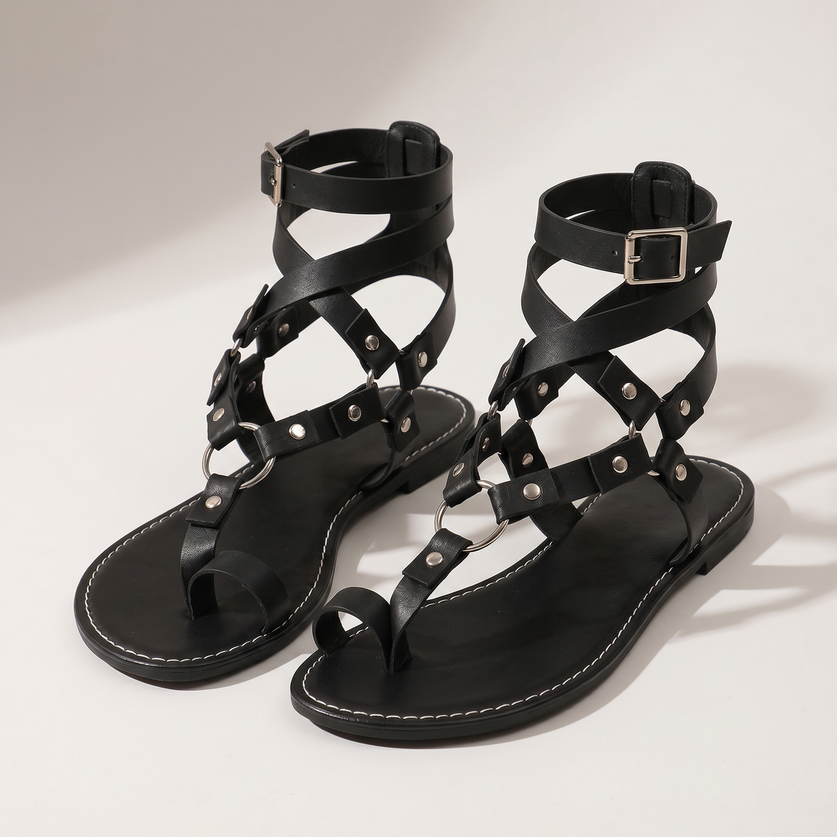 Harriet Studded Gladiator Sandals - Black