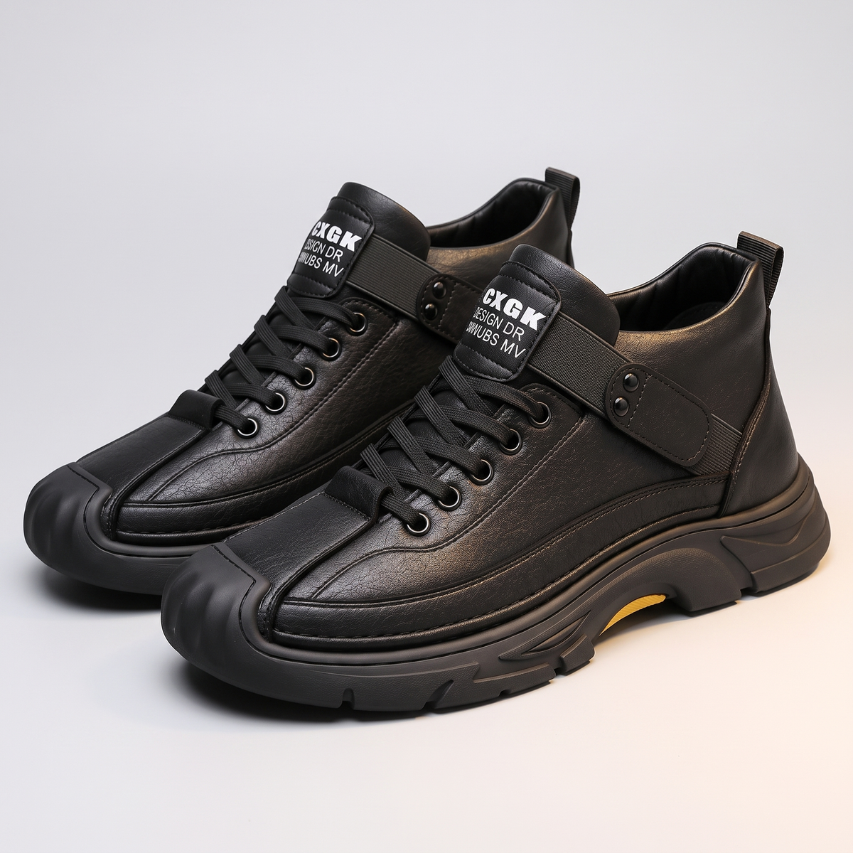 Harrington Comfort Leather-Look Trainers - Black