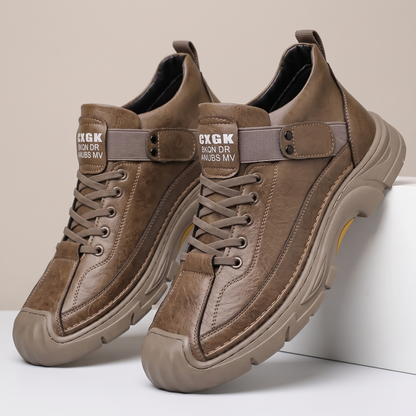 Harrington Comfort Leather-Look Trainers - Brown