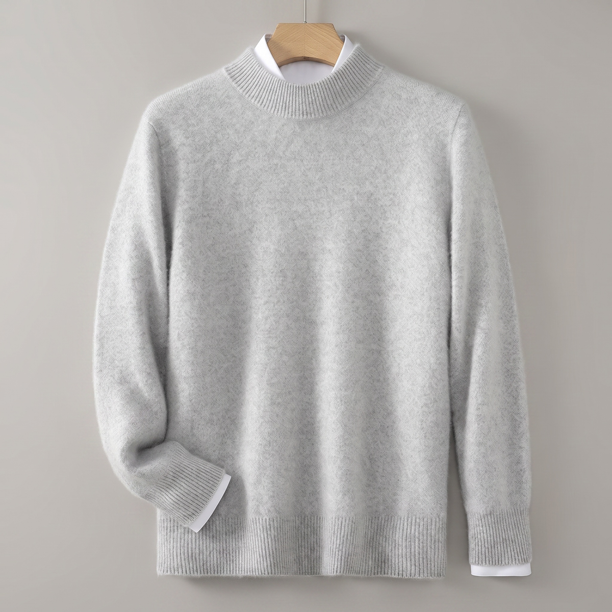 Harrington Heavy Knit Sweater - Light Grey
