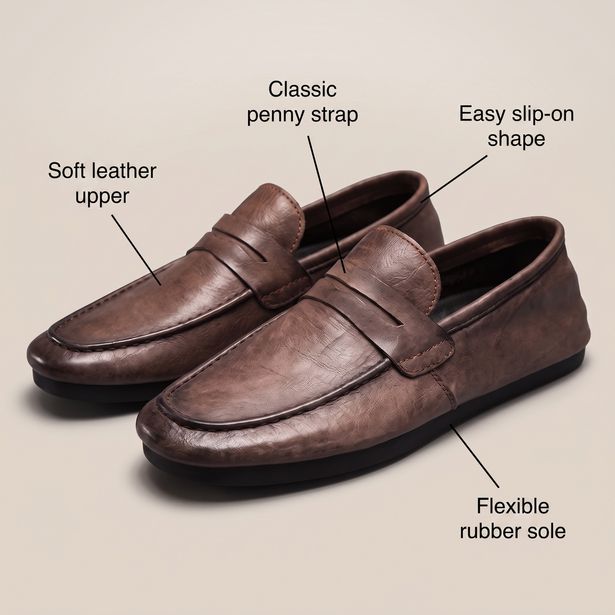Harrington Penny Leather-Look Loafers
