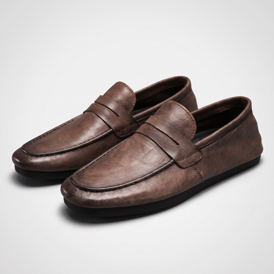 Harrington Penny Leather-Look Loafers - Brown