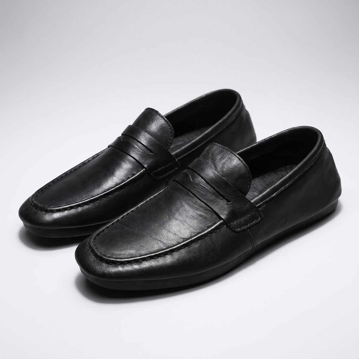 Harrington Penny Leather-Look Loafers - Classic Black