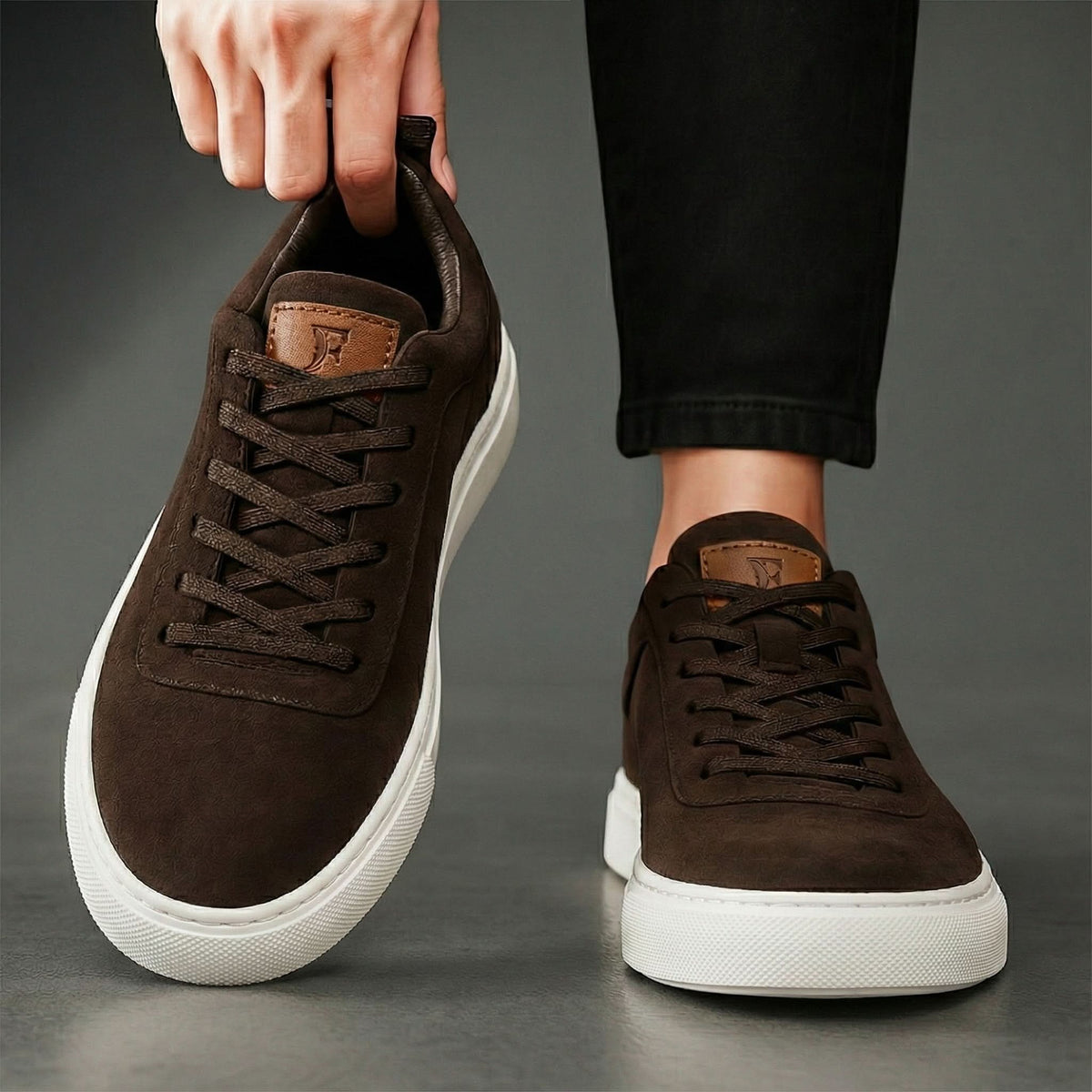 Harrington Suede-Look Comfort Trainers - Brown