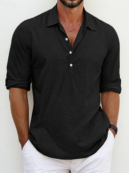 Harrison Linen Polo - Black