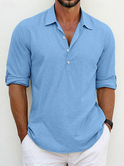 Harrison Linen Polo - Blue