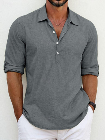 Harrison Linen Polo - Grey