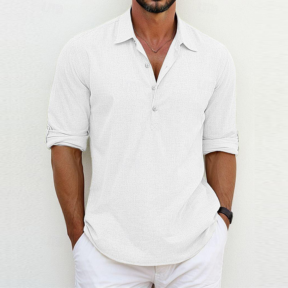 Harrison Linen Polo - White