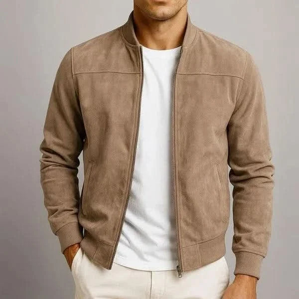 Harrison Suede-Look Bomber - Brown