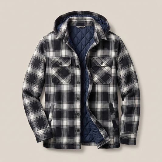 Harry Jacket Flannel with Removable Hood - Black